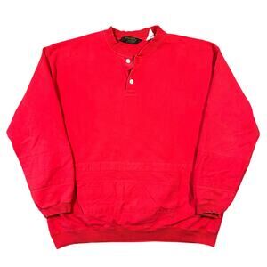 Vintage 80s 90s Eddie Bauer 1/4 Button Pull Over Sweatshirt Men’s Large